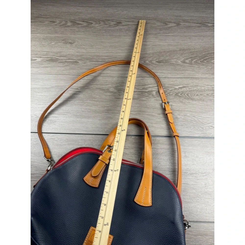 Dooney & Bourke Womens Pebble Grain Zip Zip Satchel Navy Blue Medium